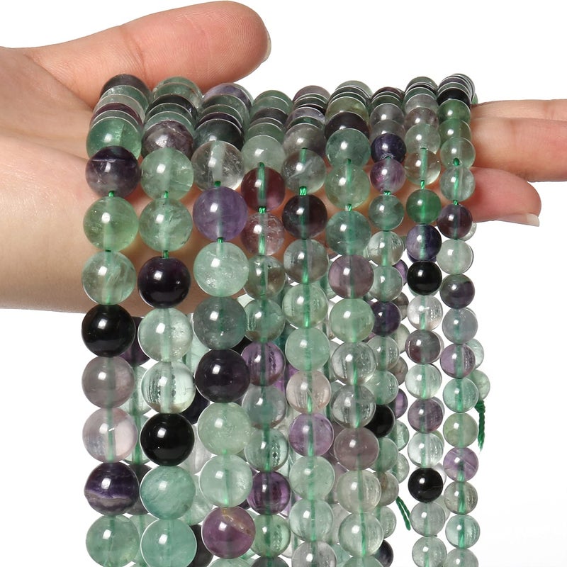 Xilitata 35pcs 10mm Natural Stone Beads Fluorite Beads Crystal Gemstone for Jewelry Making  DIY Bracelet Necklace - Image 2